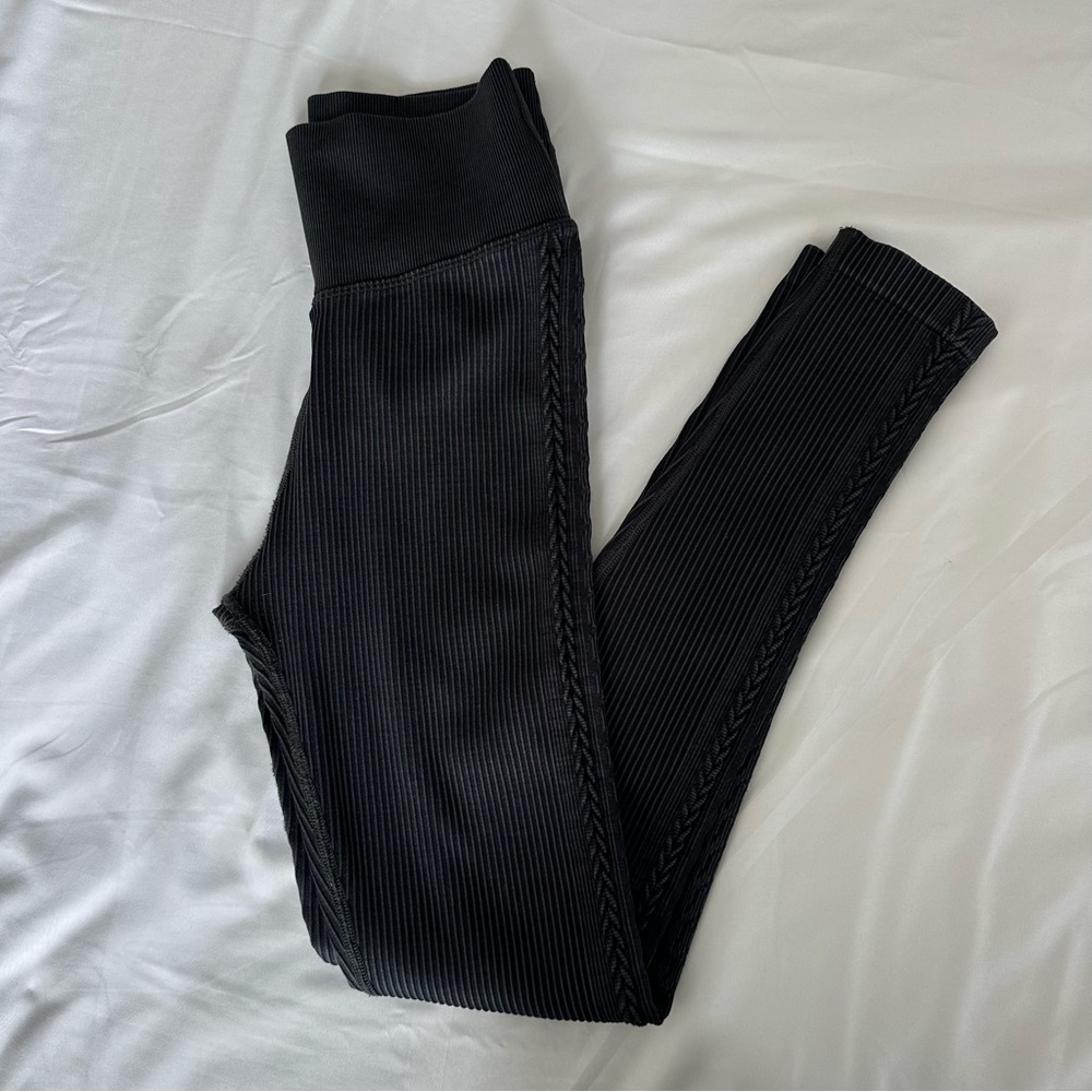Aerie Offline Leggings Women's Small‎ Black Seamless 7/8 High Rise Ribbed Gym